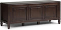 SIMPLIHOME Connaught Storage Bench - 51 inch Wide Solid Wood Trunk Bench in Dark Chestnut Brown, Traditional Bench for Entryway with Lift-Up Lid and 3 Hidden Compartments