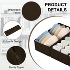 DIMJ Drawer Organizer Clothes, Underwear Drawer Organizer, Set of 4 Foldable Closet Drawer Bins, Fabric Drawer Dividers for Baby Clothes, Socks, Belt, Tie (Brown)