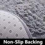 FJZFING Grey Round Rug Ultra-Soft Plush Modern 7x7 Circle Area Rug for Kid's Bedroom, Fluffy Shag Circular Rug for Nursery Room, Non-Slip Home Decor Cute Grey Carpet for Teen's Room