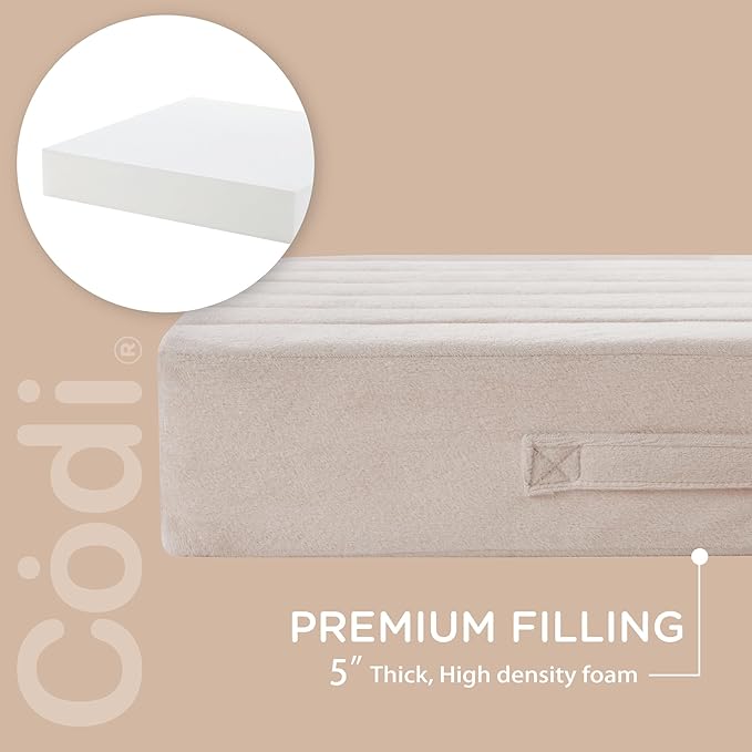 Codi High Density Foam Floor Pillow 2 Sets, Large Meditation Cushions Seating for Adults and Yoga Sitting, Washable Thick Couch Cushion with Soft Tufted Covers - 22 inch Ivory