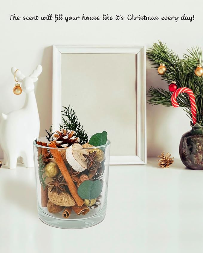 Apragaz Christmas Potpourri-Green Christmas Vase Filler with Cinnamon Sticks, Anise, Cedar Branches, Pine Cones Mix Potpourri, Home Decorations for House Xmas Bowl Filler Décor