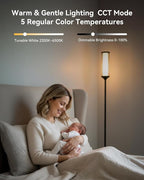 JOOFO Glass Shade RGBICW Corner Floor Lamp, 16 Million Colors Smart LED Ambient Mood Lighting with App & Remote Control for Modern Home Decor, Bedroom, Living Room, Gaming Room