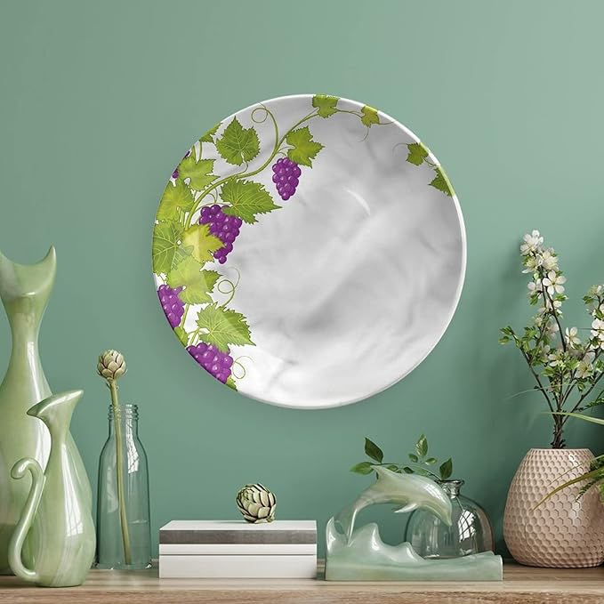 7 Inch Decorative Plate, Vineyard Ceramic Plate, Italian Latin Artistic Print Ornament Display Plate for Fine Dining, Upscale Events, Dinner Parties, Weddings, Catering, Christmas, Thankgiving Decor