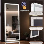 71"x30" LED Full Length Mirror – Standing Floor Mirror with Dimmable Lights 3 Color Modes – Adjustable Brightness, Wall-Mount or Lean for Barber, Fitness Center, Dressing Room, Vanity