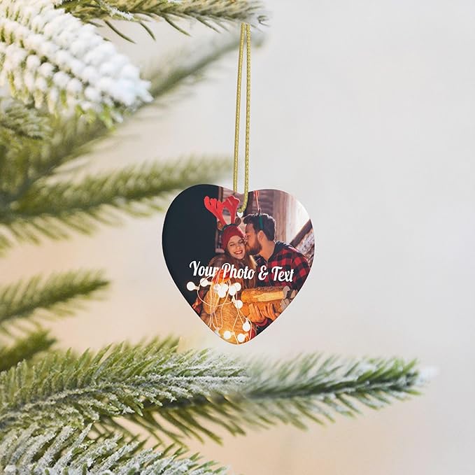 Custom Christmas Ornament Personalized Photo Ornaments for Christmas Tree 2025 Customized Picture Text Personalized Christmas Home Decoration Hanging Xmas Decor for Couples Family Wedding