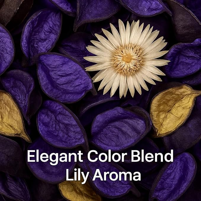 Lily Scented Potpourri Bags – 2 Large Packs, 8.4 oz Total – Dried Petals & Botanicals for Bowls & Vases – Long-Lasting Aroma for Home Décor, Office, Bathroom, Gift Use