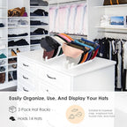 OAPRIRE Hat Stand for Baseball Caps Display and Organizer, No Install Acrylic Hat Organizer 2 Pack Holds 14 Baseball Caps for Closet, Bedroom, Dresser (White)