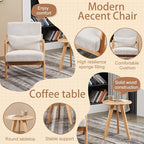 KEIKI Mid-Century Modern Upholstered Accent Chair with Side Table, Reading Chair Set
