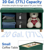 BRIAN & DANY 30 Inches Folding Storage Ottoman Bench, Ottoman with Storage Bench for Bedroom, Living Room, Entryway, Foot Rest with Legs, Dark Green