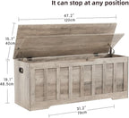 47.2" Storage Chest Extra Large,Storage Trunk with 2 Safety Hinges,Wooden Storage Bench,Shoe Bench,47.2x15.7x19.1 Inch,Easy Assembly,Storage Bench for Bedroom,Living Room,entryway(Greige).