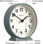 NEWGATE® Theatre Mantel Clock | Modern Classic Round Design | Asparagus Green | Contemporary Style for Desk, Table, Shelf or Bedside
