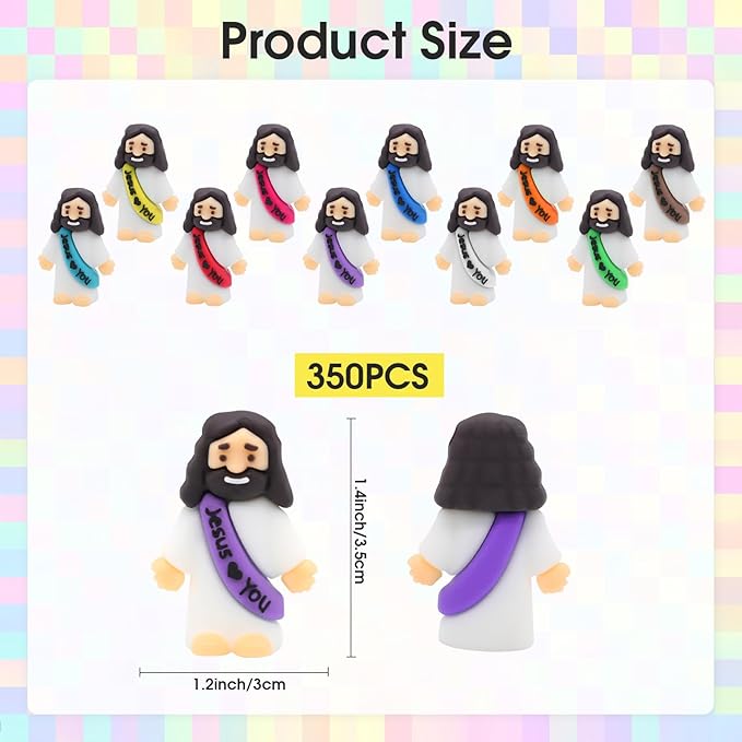 350 Pieces Little Jesus Statue Bulk Pocket Jesus Love You Jesus Minifigure Church Christmas Party Gift Baptism Gift