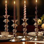Nuanchu 4 Pcs 7.87 Inch Twisted Taper Candles Wax Unscented Smokeless Spiral Swirl Candlesticks for Wedding Holiday Dinner Party Home Decorations(Neutral)