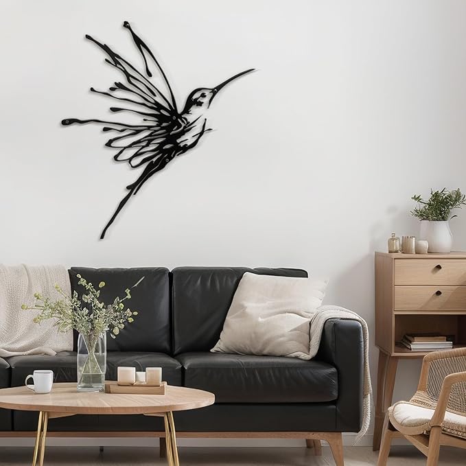 SIGNLEADER Metal Wall Art Decor Flying Bird Minimalist Modern Abstract Wall Sculpture Hangings Home Decoration for Living Room, Bedroom, Bathroom, Kitchen, Outdoor - 30" Black