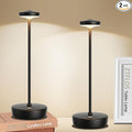 Cordless LED Table Lamp,Rechargeable 5000mAh Battery - Touch Control 3-Level Brightness with Memory Function,Portable IP54 Waterproof Desk lamp for Outdoor, Bars,Restaurants (2P Black)