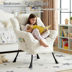 Lazy Chair for Living Room, Large Beige Lounge Accent Chair with a Throw Pillow, Leisure Sofa Chair Set, Comfy Reading Chair for Bedroom, Dorm Room, Office