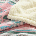 Boho Chic Sherpa Throw Blanket - Vibrant Bohemian Print & Ultra-Soft Cozy Lining, Stylish & Warm Winter Throw for Couch, Bed, or Décor