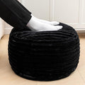 Asuprui Pouf Ottoman Stuffed Footstool Floor Pouf Foot Rest 20x12 Inches Round Poof Seat Floor Bean Bag Chair Foldable Floor Chair Storage for Living Room Bedroom Black Stripe Pouf with Filler