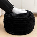 Asuprui Pouf Ottoman Stuffed Footstool Floor Pouf Foot Rest 20x12 Inches Round Poof Seat Floor Bean Bag Chair Foldable Floor Chair Storage for Living Room Bedroom Black Stripe Pouf with Filler