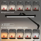 2300 Lumens Ultra Bright LED Desk Lamp – Professional Eye Care Task Light 5 Level Adjustable Brightness & Color Temperature, for Home Office, Architecture, Beauty (CCT, Dimming, Black)