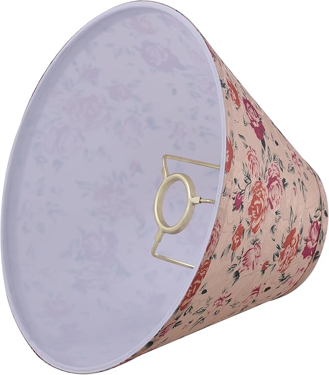 Aspen Creative 56042, Hardback Empire Transitional UNO Shade in Peanut Brown Floral Pattern, 4" Top x 10" Bottom x 7" Slant, Slip UNO 33mm Table Lamp