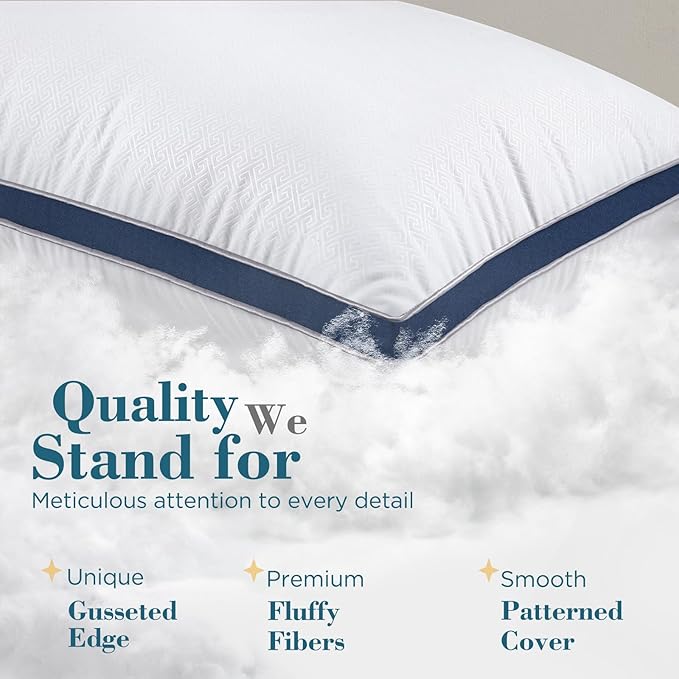 viewstar Bed Pillows Queen Size Set of 2, Hotel Quality, Down Alternative Pillow for Side, Back, or Stomach Sleepers, Navy