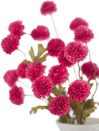 DuHouse 6pcs Artificial Flowers Faux Silk Pompon Mum,Silk Small Mini Chrysanthemum Ball with Stems for DIY Wedding Bouquets Centerpieces Vase Home Table Kitchen Decorations(Hot Pink)