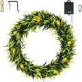Solar Spring Wreath for Front Door 16inch Pre-lit 30LED Wreaths Spring Summer Decor for Outside Aftificial Yellow Tulips Wreaths Home Decorations Wreath for Wall Festival Decor