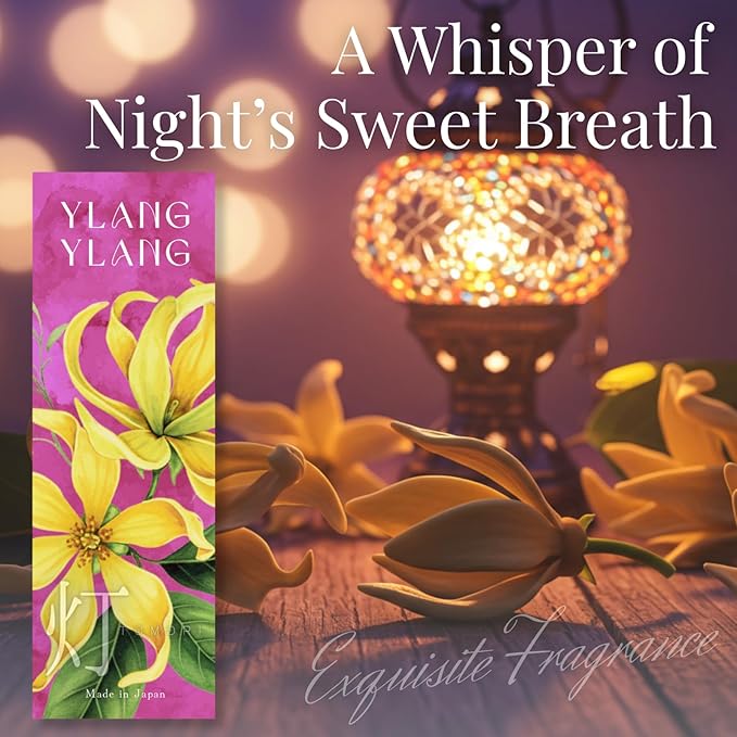 Ylang Ylang Luxury Japanese Incense Sticks 60sticks Coreless Low Smoke Natural Charcoal Free Non Toxic Aromatherapy Meditation Calming Stress Relief Relaxation Yoga TOMORI