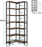 Tribesigns Corner Shelf, 7-Tier Industrial Corner Bookshelf, Wood and Metal Etagere Bookcase, Freestanding Display Shelf for Living Room, Kitchen, Home Office, Rustic Brown | Corner Bookshelf, Etagere Bookcase, Display Shelf, Living Room, Kitchen, Home...