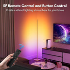 luckystyle Smart RGB Corner Floor Lamp,Bright LED Tall Modern Floor Lamp with APP and Remote,Ambient Lighting Color Changing Standing Lamps with Music Mode and Timing for Living Room,Bedroom Gold