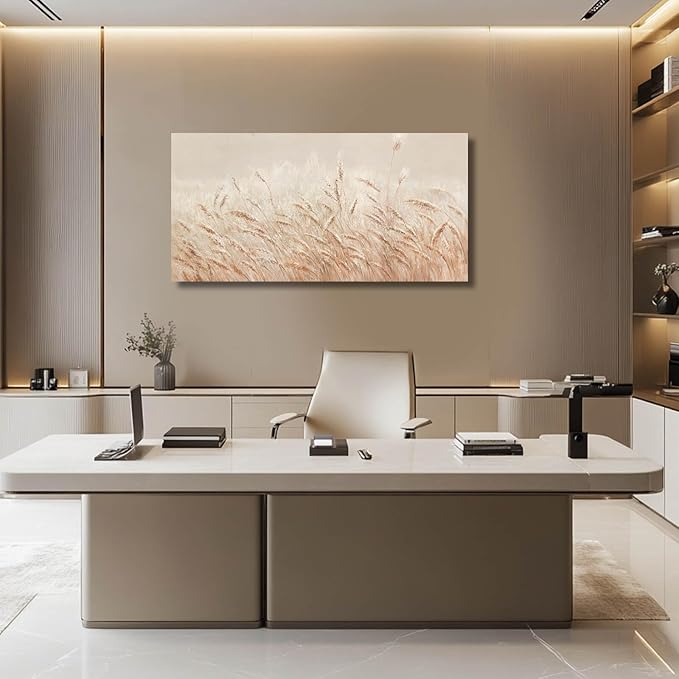 GAIDUOMAI Botanical Artwork Reed Wall Paintings Meadow Wall Art Modern Landscape Prints Office Wall Decor 24"x48" Home Living Room Decorations