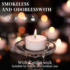 White Tealights Candles - 5 Hours Unscented Tea Lights Plant Wax Mini Votive with Cotton Wick for Home,Meditation,Pool,Wedding,Emergencies,Parties, Spas, 12pcs
