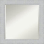 Amanti Art White Wall Mirror 24x24 Shiplap White Square Bathroom Mirror for Wall Decor Living Room, Medium Cottage Wood Frame, Hangs Horizonally and Vertically, Bathroom Decor, Beveled Edge