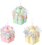 Christmas tree gift box ornament set,3 Pieces Macaron Color Candy Gift Hanging Ornaments for Christmas, New Year, Easter, Birthday (PINK GREEN YELLOW)