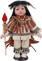KINNEX COLLECTIONS SINCE 1997 12" Collectible Native American Indian Porcelain Doll - D12775 (Chetan)