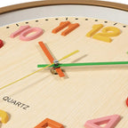 Foxtop Silent Kids Wall Clock Non-Ticking Battery Operated Colorful Childrens Clock for Classroom Playroom Nursery Bedrooms Kids Room (3D Numbers, 12 inch)