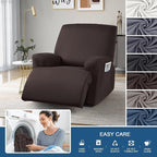 TAOCOCO Oversized Recliner Chair Covers 4-Pieces, Stretch Recliner Cover for Large Recliner Washable Reclining Chair Cover Polyester Soft Fabric Furniture Protector (Oversized Recliner, Coffee)