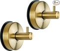 YOHOM Suction Cup Hooks for Shower Towel Holder Stainless Steel Vacuum Bathroom Shower Hook Suction Washcloth Hanger Kitchen Towel Rack for Robe Loofah Wreath Glass Door Window Wall Brushed Gold 2Pcs