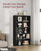 VASAGLE Custos Collection - Bookshelf, 5-Tier Bookcase, Book Shelf, Open Storage Shelf, 9.4 x 30 x 52.8 Inches, for Living Room, Home Office, Dinning Room, Ebony Black ULBC175T56