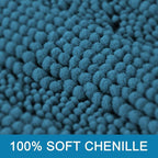 H.VERSAILTEX Bathroom Rugs Bath Rugs for Bathroom Non Slip Bath Mats Extra Thick Chenille Striped Rug 17" x 24" Absorbent Soft Shaggy Washable Dry Fast Bath Mats for Bath Room Floor - Turquoise Blue