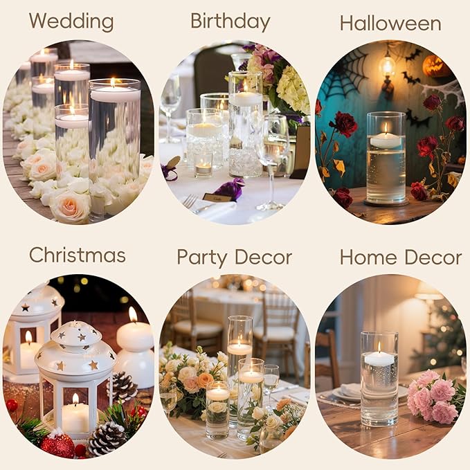 36 Pack White Floating Candles 1.75inch Unscented Floating Candle for Centerpieces 4-5 Hours Burning 1.75” Floating Candle Bulk for Wedding Party