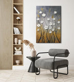 Wieco Art Morning Dancing 100% Hand Painted Oil Paintings Abstract Canvas Wall Art Modern Stretched Flowers Artwork Ready to Hang for Living Room Home Decorations and Wall Decor