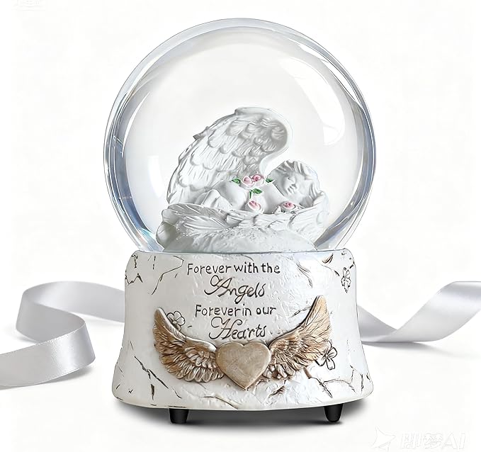 Christmas Indoor Decor Angel Statue, Healing Angel Figurines for Women, Ideas,Resin Angel Statue Music Snow Globe Cat Dog Pet Memorial Gifts, pet Loss Sympathy Gift