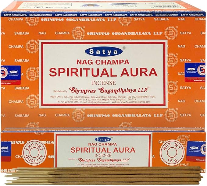 Spiritual Aura Incense Sticks and Incense Stick Holder Bundle Insence Insense Satya Incense