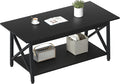 GreenForest Coffee Table with Storage, 43 inch Large Modern Coffee Tables for Living Room, X-Frame Design Farmhouse Coffee Table Space Saving Living Room Tables, Easy Assembly, Black