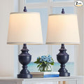 PARTPHONER Retro Table Lamps Set of 2, Bedside Lamp for Bedroom Rustic Farmhouse Table Lamps for Living Room, Vintage Nightstand Lamps with White Shades, Blue