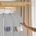 62-Inch Garment Bags Covers,Hanging Clothes Bag, Suit Cover Bags with Clear Window for Hanging Closet Clothes Storage and Travel (Gray)
