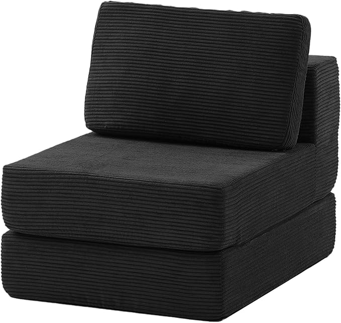 FILUXE Modular Sectional Sofa, Modern Modular Sofa Couch with Deep Seat，Comfy Cloud Couch, Sectional Couches for Living Room, Bedroom and Apartment，1-Seater，Black