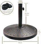 Sunnyglade 18" 22-lbs Outdoor Living Heavy Duty Round Antiqued Patio Umbrella Base (22LB)